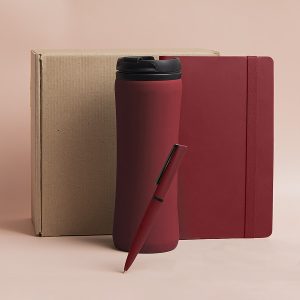 Набор подарочный OFFICEKIT: термос, ежедневник, ручка,  стружка, коробка, красный
